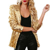 Women's Sequin Blazer Jacket with Long Sleeves in Red Blue or Gold