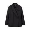 Women's Solid Lapel Blazer with a Single-Button Front and Pockets