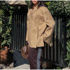 Women's Solid Lapel Blazer with a Single-Button Front and Pockets