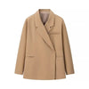 Women's Solid Lapel Blazer with a Single-Button Front and Pockets