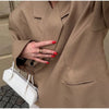 Women's Solid Lapel Blazer with a Single-Button Front and Pockets