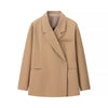 Women's Solid Lapel Blazer with a Single-Button Front and Pockets