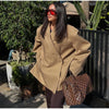 Women's Solid Lapel Blazer with a Single-Button Front and Pockets