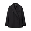 Women's Solid Lapel Blazer with a Single-Button Front and Pockets