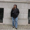 Women's Solid Lapel Blazer with a Single-Button Front and Pockets