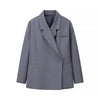 Women's Solid Lapel Blazer with a Single-Button Front and Pockets
