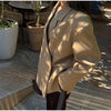 Women's Solid Lapel Blazer with a Single-Button Front and Pockets