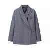 Women's Solid Lapel Blazer with a Single-Button Front and Pockets