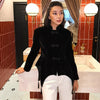 Women's Black Cropped Stand-Collar Blazer with a Button Front