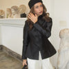 Women's Black Cropped Stand-Collar Blazer with a Button Front