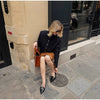 Women's Black Cropped Stand-Collar Blazer with a Button Front