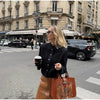 Women's Black Cropped Stand-Collar Blazer with a Button Front