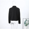 Women's Black Cropped Stand-Collar Blazer with a Button Front