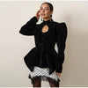 Women's Black Cropped Stand-Collar Blazer with a Button Front
