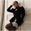 Women's Black Cropped Stand-Collar Blazer with a Button Front