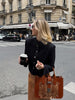 Women's Black Cropped Stand-Collar Blazer with a Button Front