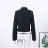 Women's Black Cropped Stand-Collar Blazer with a Button Front
