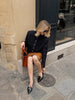 Women's Black Cropped Stand-Collar Blazer with a Button Front