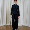 Women's Black Cropped Stand-Collar Blazer with a Button Front