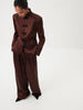 Women's Satin Mandarin-Collar Blazer with Knot Buttons in Black Brown or White