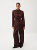 Women's Satin Mandarin-Collar Blazer with Knot Buttons in Black Brown or White