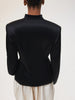 Women's Satin Mandarin-Collar Blazer with Knot Buttons in Black Brown or White