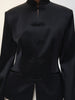 Women's Satin Mandarin-Collar Blazer with Knot Buttons in Black Brown or White