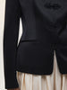 Women's Satin Mandarin-Collar Blazer with Knot Buttons in Black Brown or White