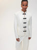 Women's Satin Mandarin-Collar Blazer with Knot Buttons in Black Brown or White