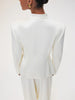 Women's Satin Mandarin-Collar Blazer with Knot Buttons in Black Brown or White