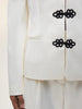 Women's Satin Mandarin-Collar Blazer with Knot Buttons in Black Brown or White