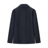 Women's Black Quilted Blazer Jacket with a V-Neck and Button Front