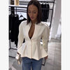 Women's Sexy Solid Hollow Out Blazer Dress Chic Full Sleeves Shoulder Pads Slim Short Dresses Evening Party Vestidos