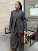 Women's Plaid Blazer with a Stand Collar and Single-Button Front in Four Colors