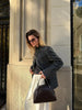Women's Brown Plaid Blazer with Long Sleeves and a Single-Button Front