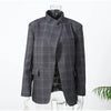 Women's Brown Plaid Blazer with Long Sleeves and a Single-Button Front