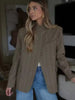 Women's Brown Plaid Blazer with Long Sleeves and a Single-Button Front