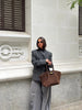 Women's Brown Plaid Blazer with Long Sleeves and a Single-Button Front