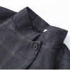 Women's Brown Plaid Blazer with Long Sleeves and a Single-Button Front