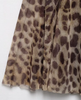 Women's Leopard Print Mini Dress, V-Neck Spaghetti Strap Backless Pleated Cami Dress with Lace-Up Back