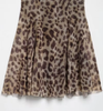 Women's Leopard Print Mini Dress, V-Neck Spaghetti Strap Backless Pleated Cami Dress with Lace-Up Back