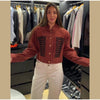 Women's Single-Breasted Stand-Collar Blazer with Decorative Frog Closures