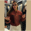Women's Single-Breasted Stand-Collar Blazer with Decorative Frog Closures