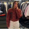 Women's Single-Breasted Stand-Collar Blazer with Decorative Frog Closures