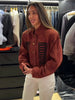 Women's Single-Breasted Stand-Collar Blazer with Decorative Frog Closures