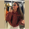 Women's Single-Breasted Stand-Collar Blazer with Decorative Frog Closures