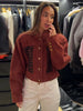 Women's Single-Breasted Stand-Collar Blazer with Decorative Frog Closures