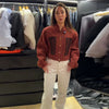 Women's Single-Breasted Stand-Collar Blazer with Decorative Frog Closures