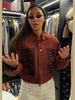 Women's Single-Breasted Stand-Collar Blazer with Decorative Frog Closures