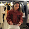 Women's Single-Breasted Stand-Collar Blazer with Decorative Frog Closures